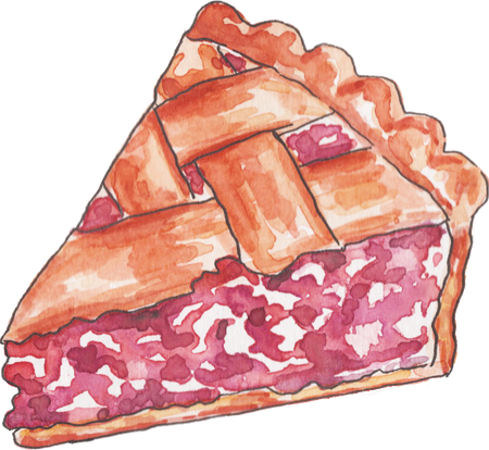 Watercolor Cherry Mixed Berry Pie Pastry Dessert